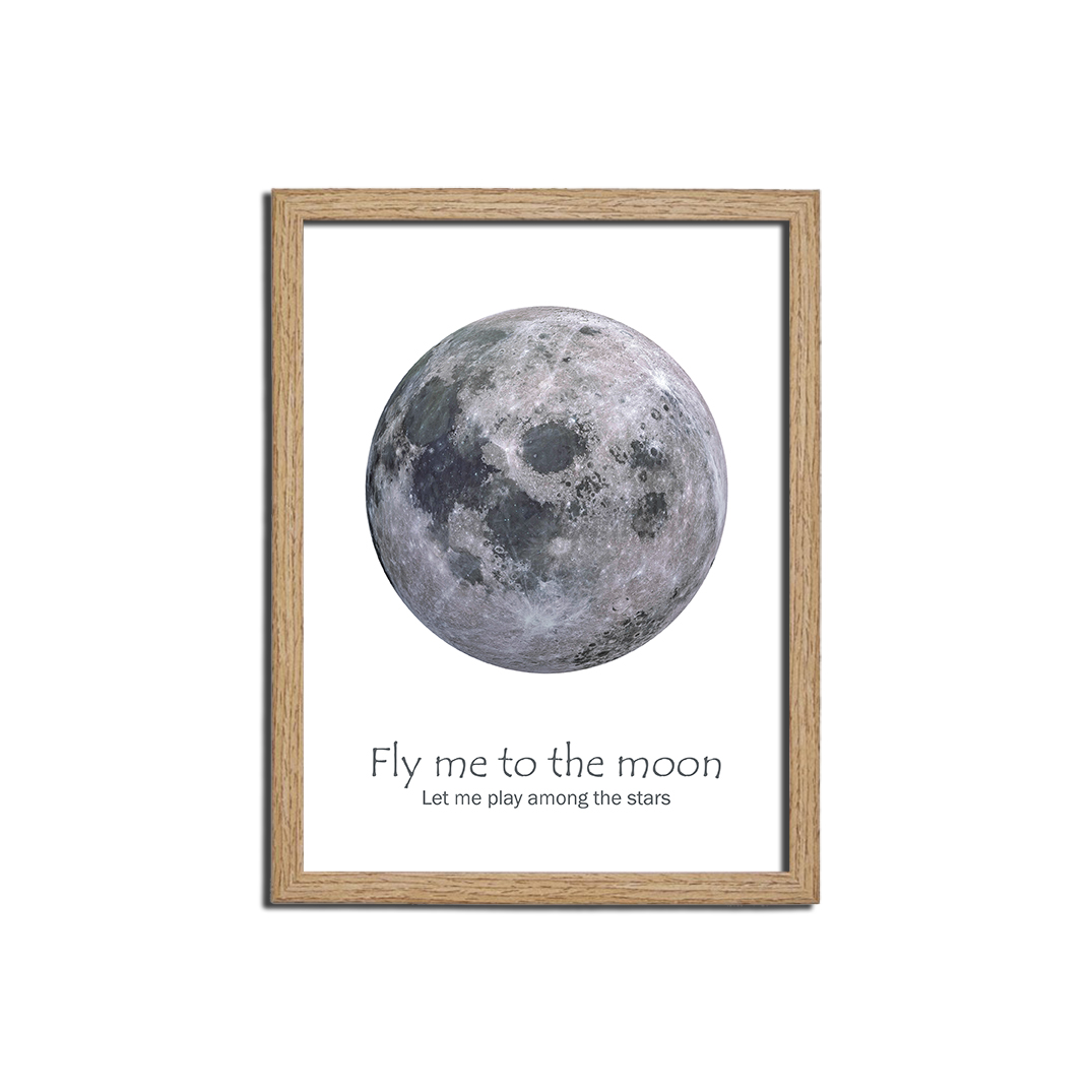 Citat billede i ramme 18x24cm Fly me to the moon